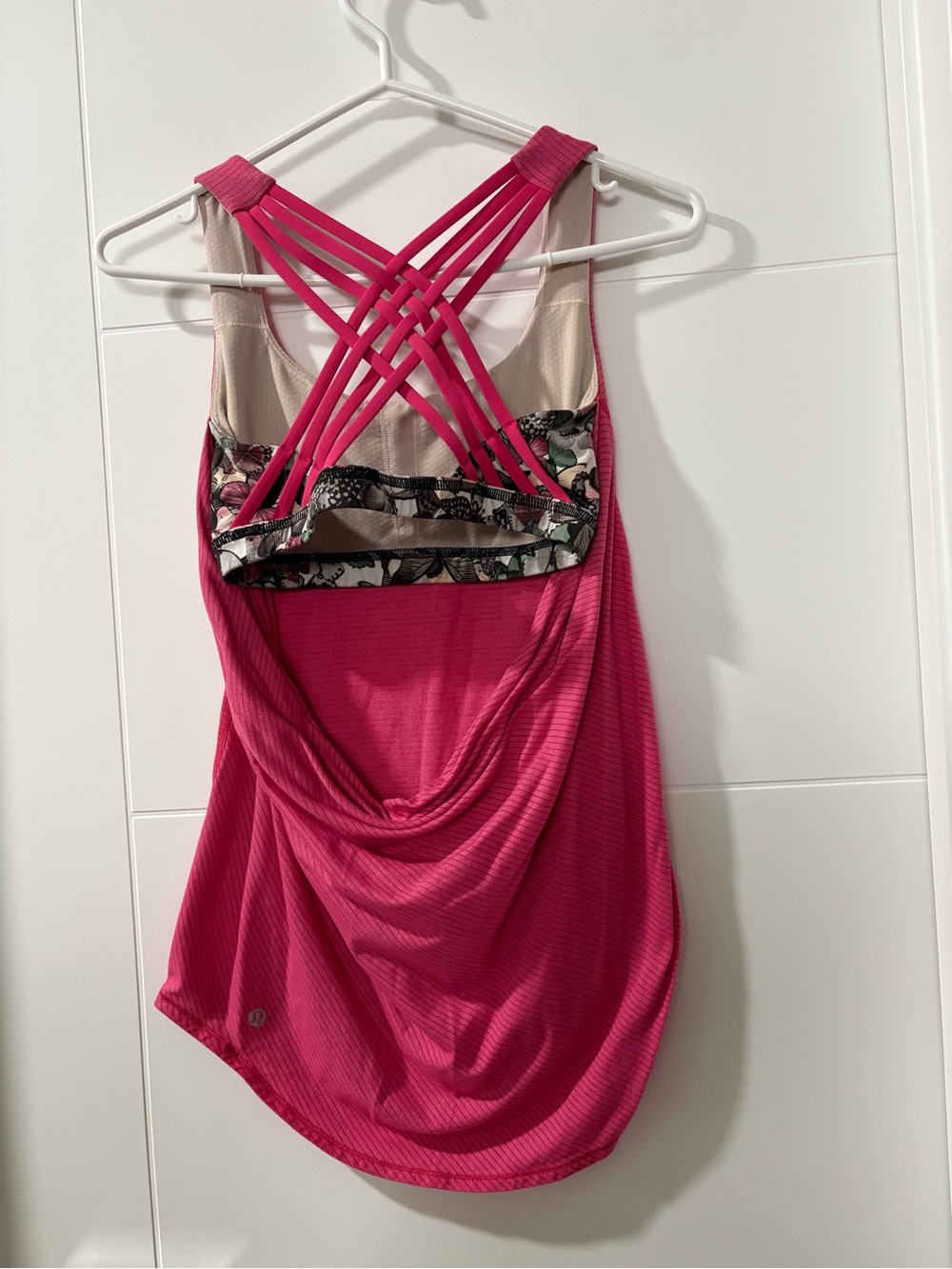 lululemon athletica Pink Strappy Back Tank Top with Butterfly Bra